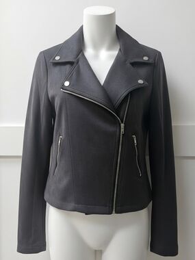 Women’s Asymmetric Zip Charcoal Moto Jacket